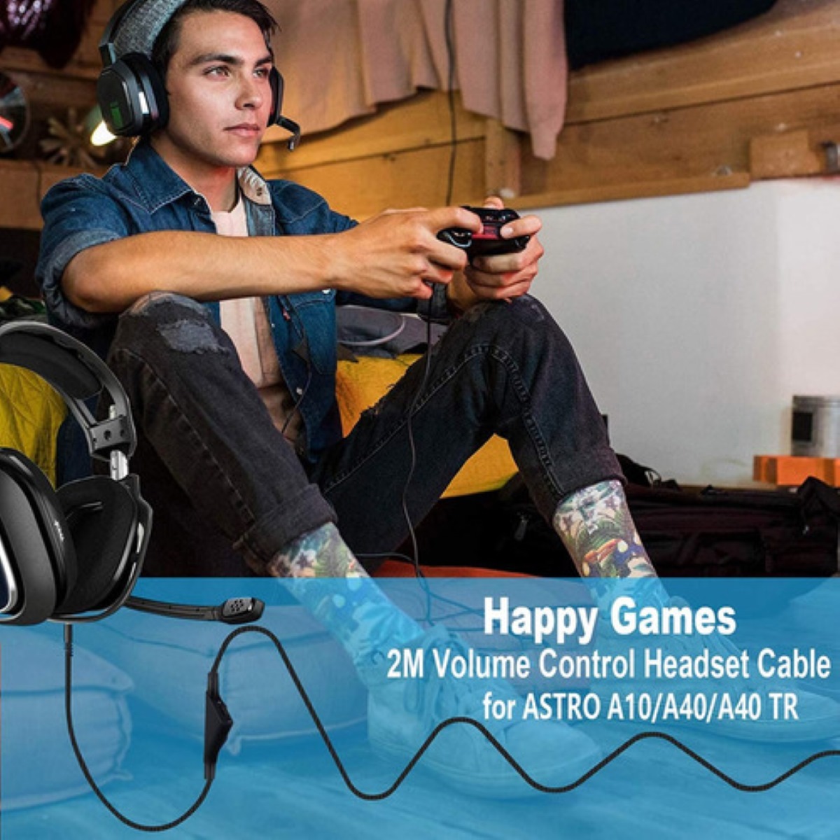 Cable Auxiliar Audio Para Logitech Astro A10 A30 A40tr A50 negro