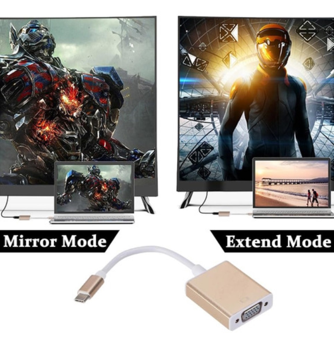 Adaptador Conversor De Cable Tipo C A Vga Compatible Para Tv