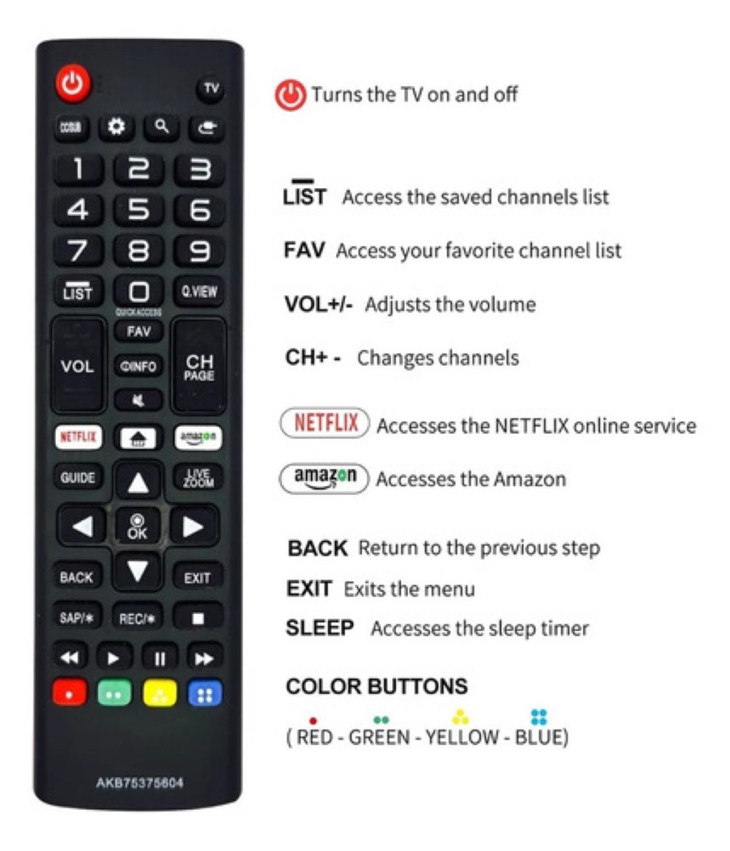 "Control Original Para LG Smart Tv Akb75675304 + Funda + Pila  negro"