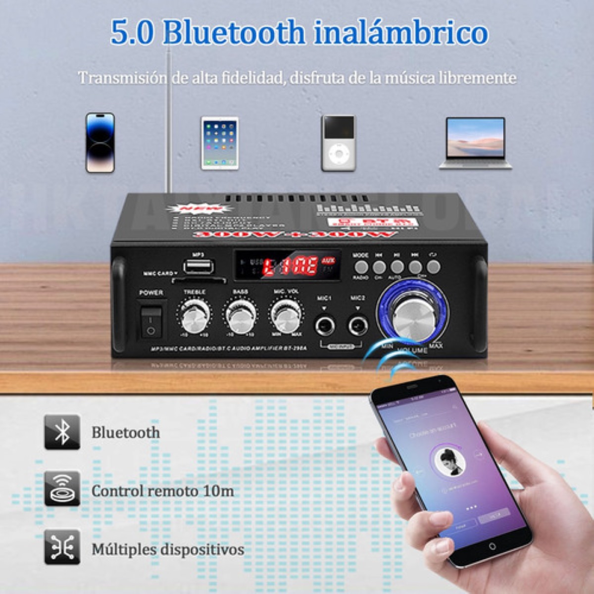 Amplificador De Audio Para Carro Bluetooth 2 Canales 600w