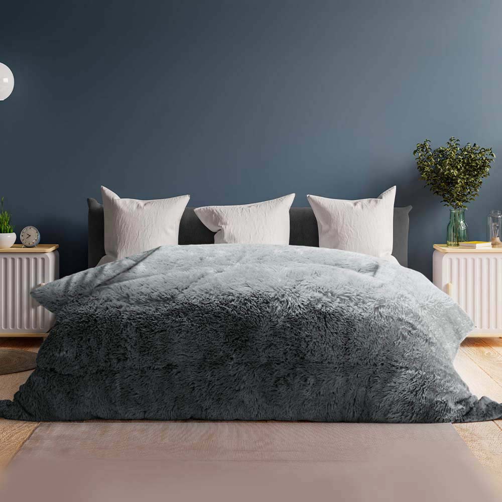 Cobertor pelo alto Plata matrimonial borrega afelpado Suave.