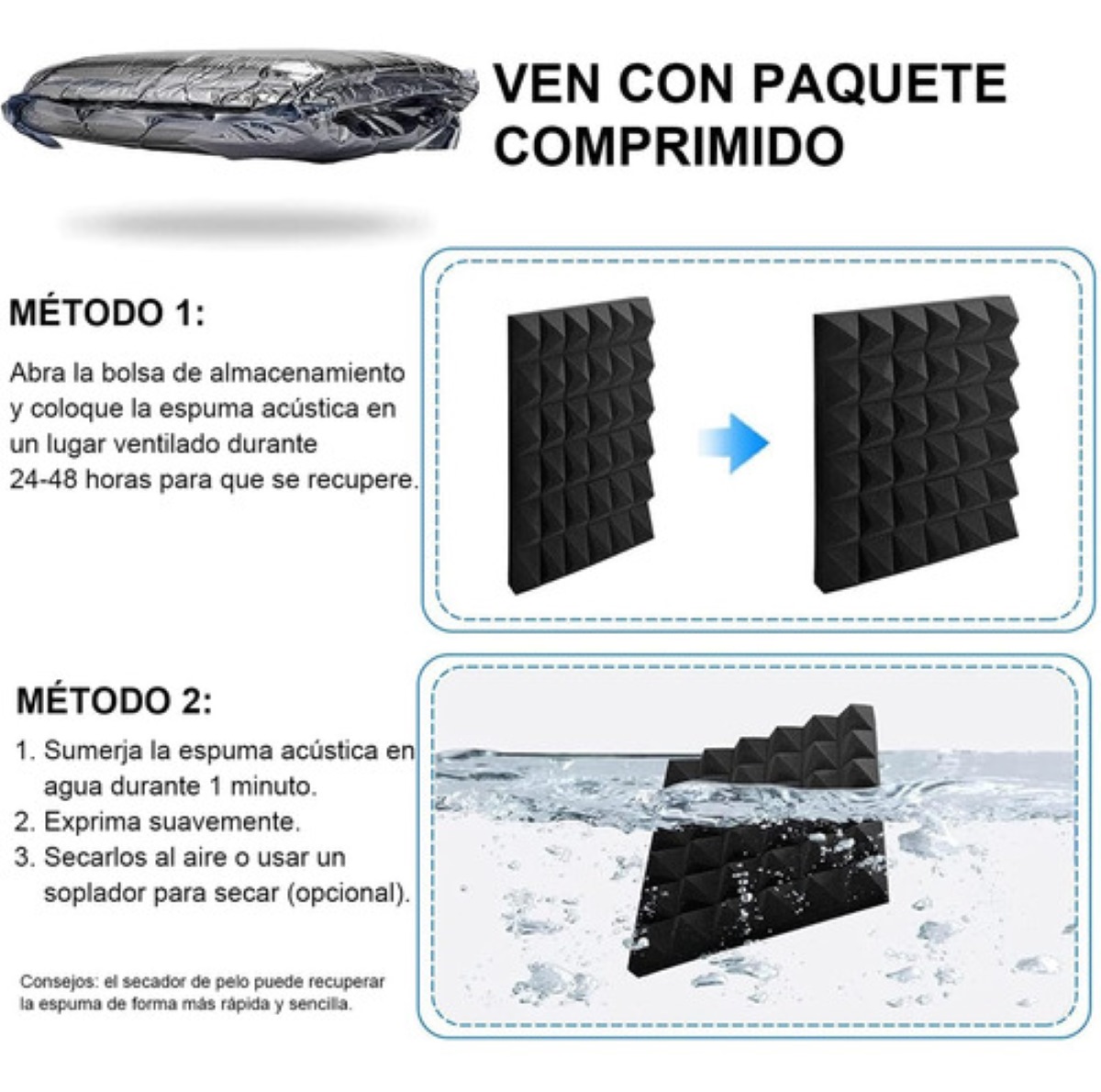 25 Paneles Esponja Acustica Espuma 20x20 Calidad Profesional gris carbon