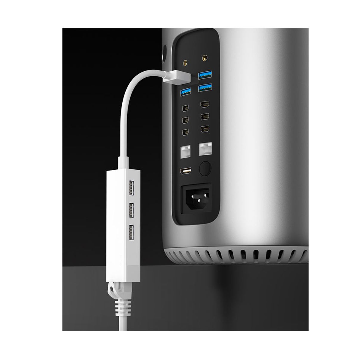 Hub USB 3 Puertos Mas 1 Puerto Ethernet Compatible PC Mac Blanco.