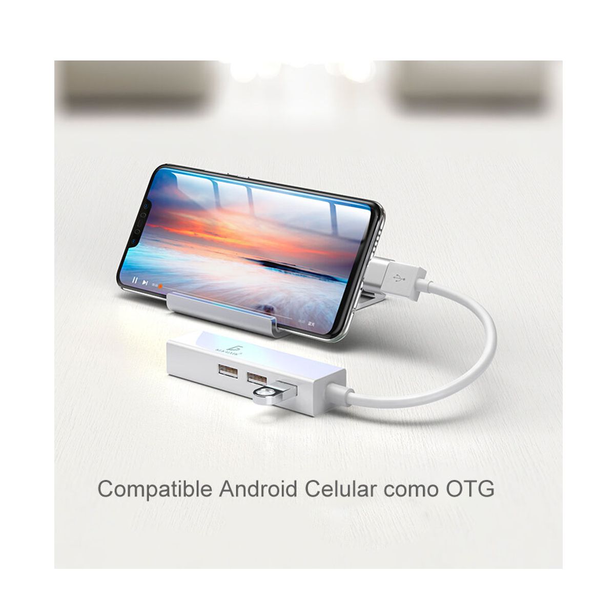Hub USB 3 Puertos Mas 1 Puerto Ethernet Compatible PC Mac Blanco.