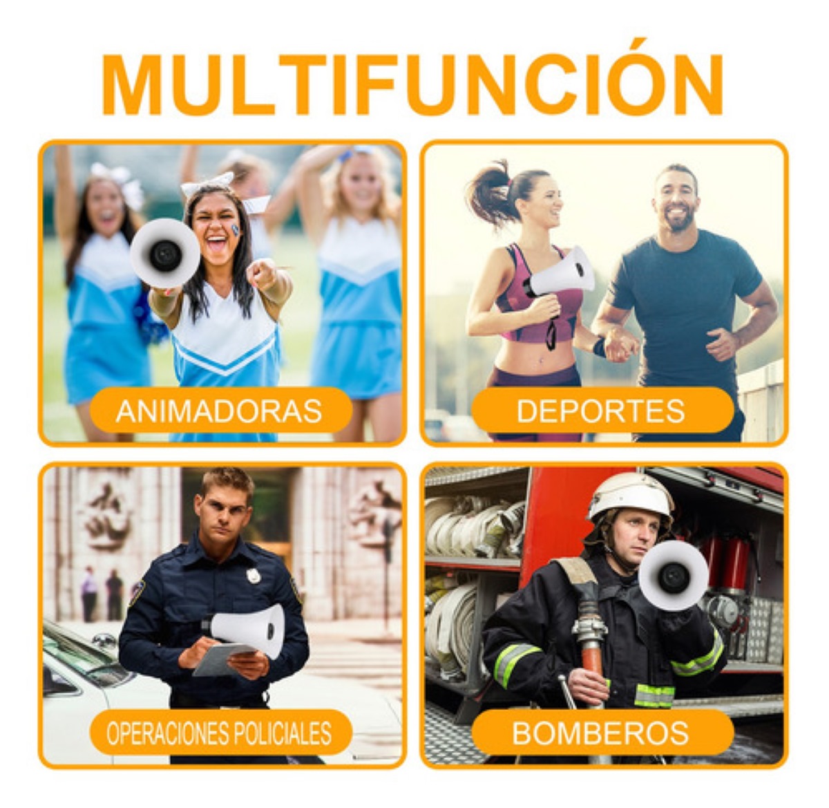 Megáfono Con Grabador Reproductor Y Sirena Recargable
