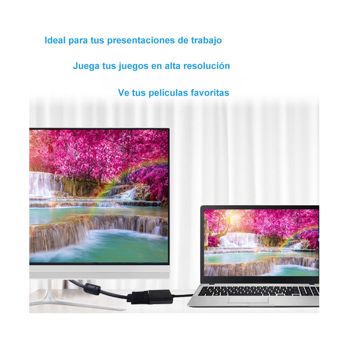 Convertidor Adaptador De Hdmi A Vga Wi61 Negro.