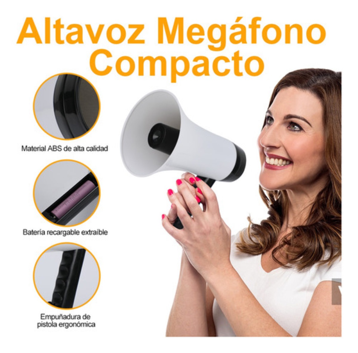 Megáfono Con Grabador Reproductor Y Sirena Recargable