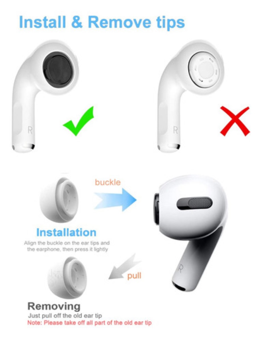 6 Almohadillas Silicon Eartips Repuesto Para AirPods Pro 1 2