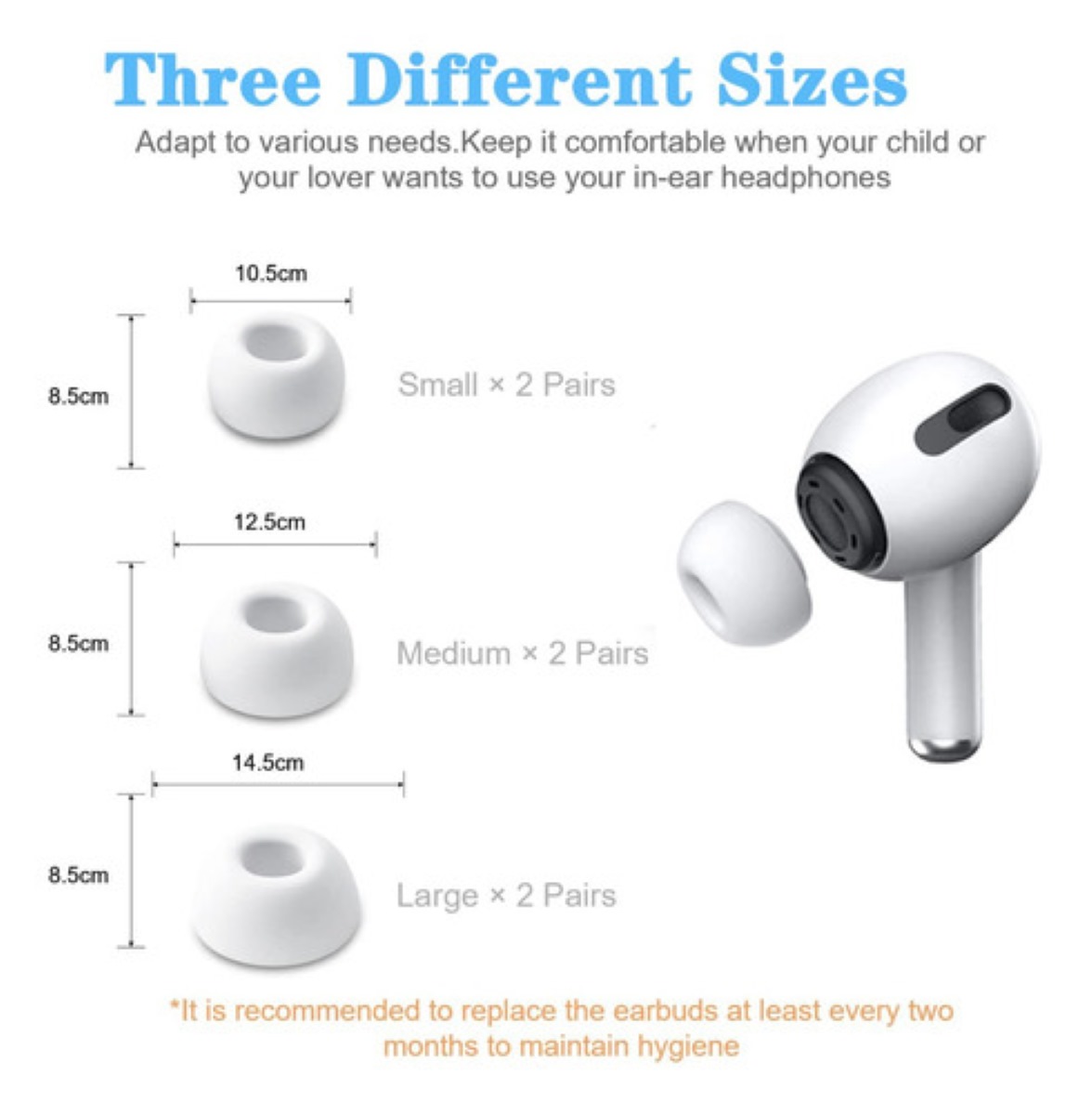 6 Almohadillas Silicon Eartips Repuesto Para AirPods Pro 1 2