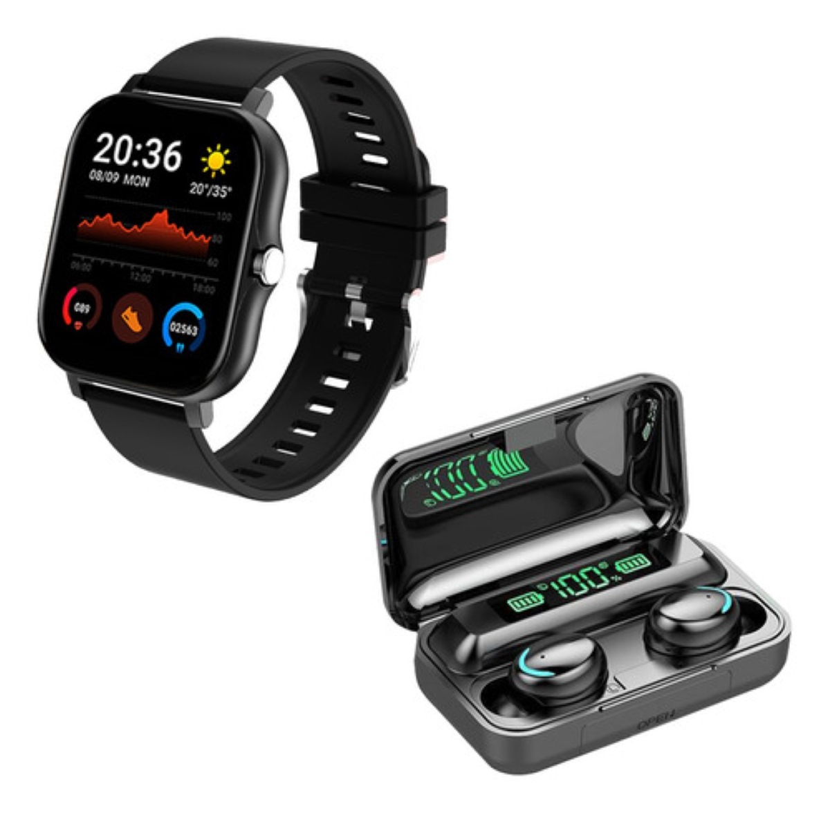 Smartwatch 1.83'' Reloj Inteligente Bluetooth Con Audífonos negro.