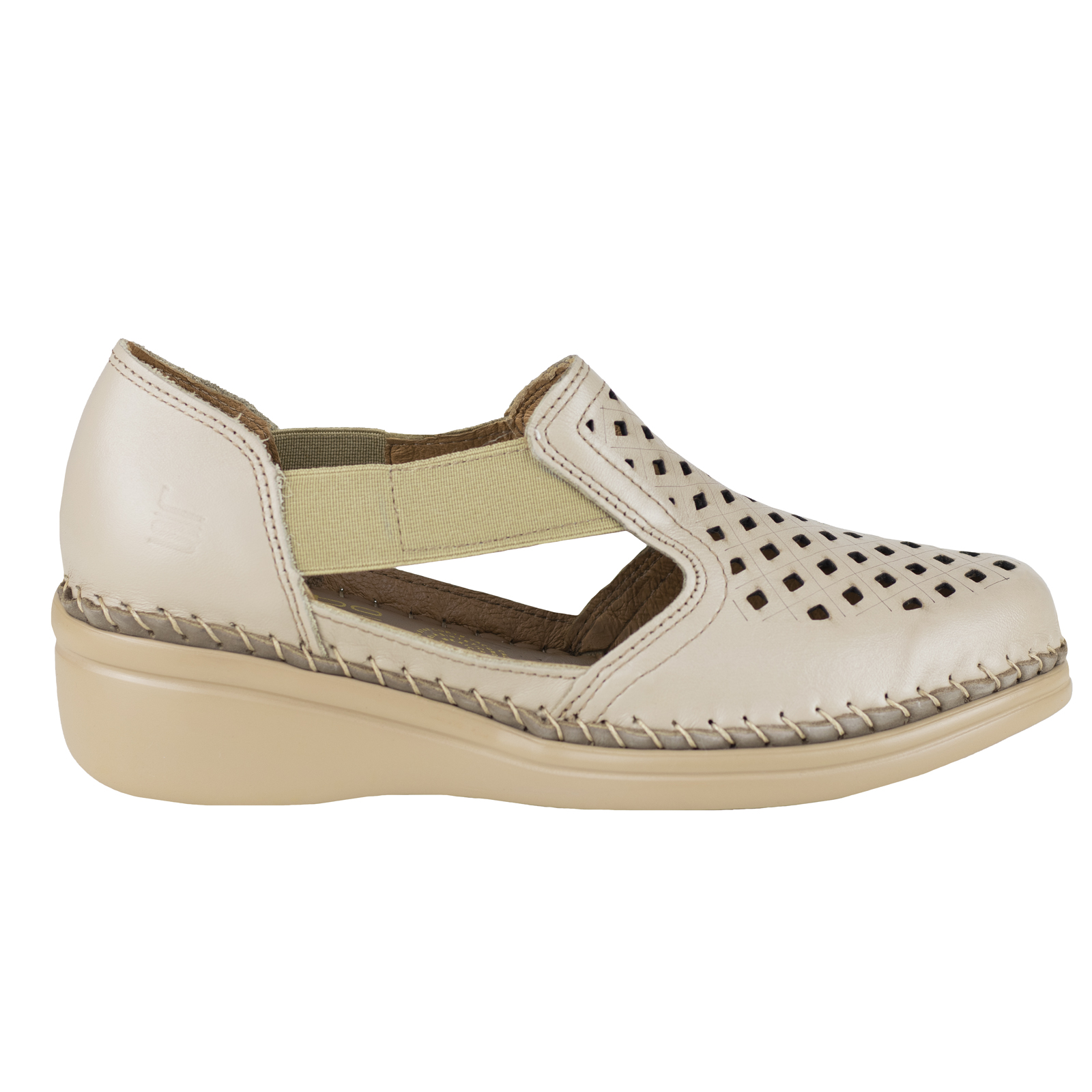 Mocasin Con Tacon Para Mujer Aberturas Lobo Solo 4705 Arena