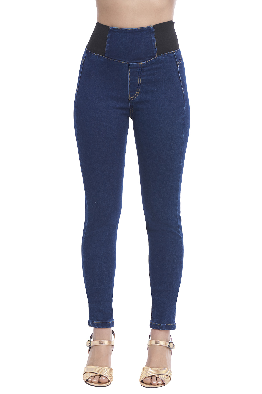 Tiro Alto Pantalon Jean Con Elastico En La Cintura Jeans Tipo