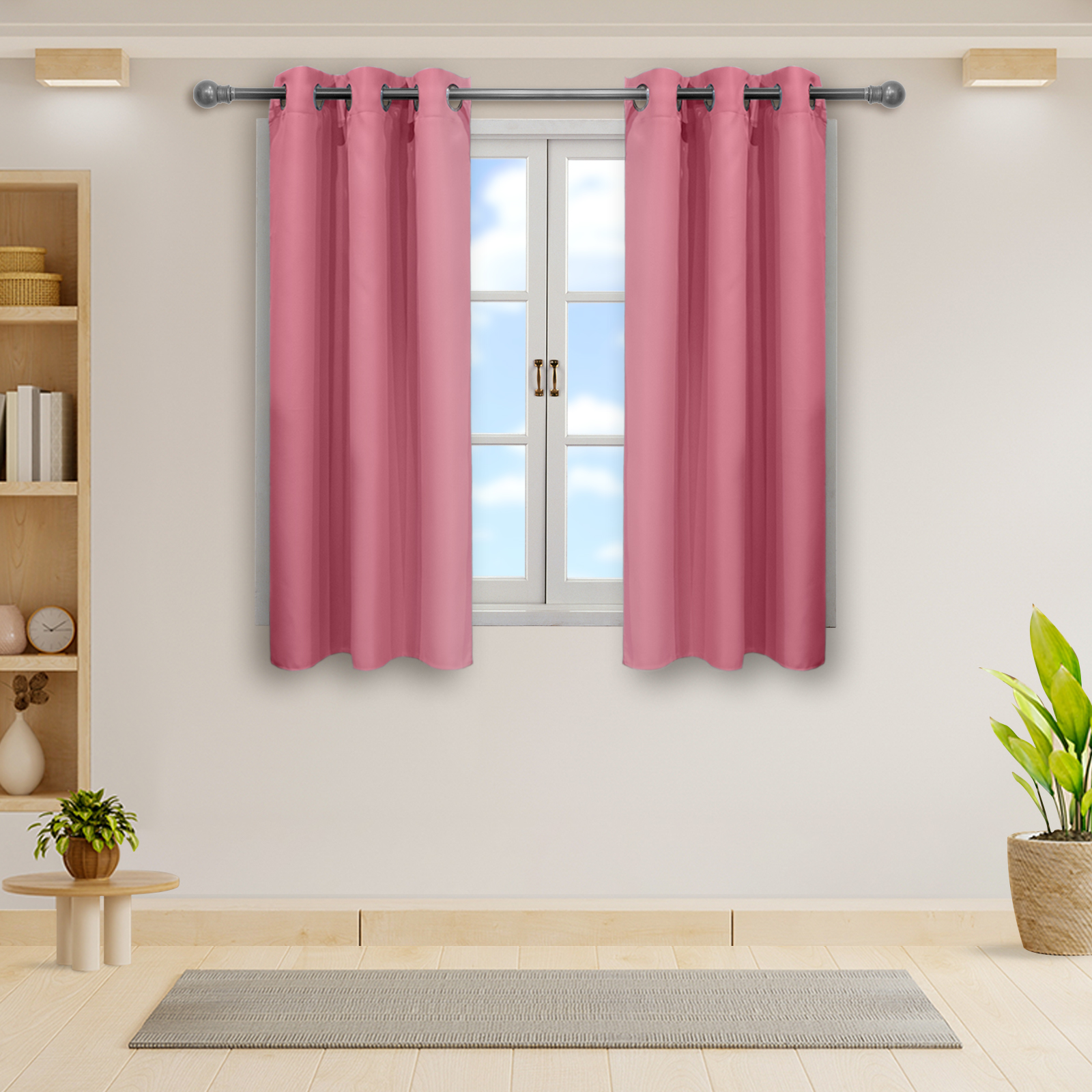 Cortinas Blackout Rosa Corta Térmico Lisa 95% Bloqueo Luz.
