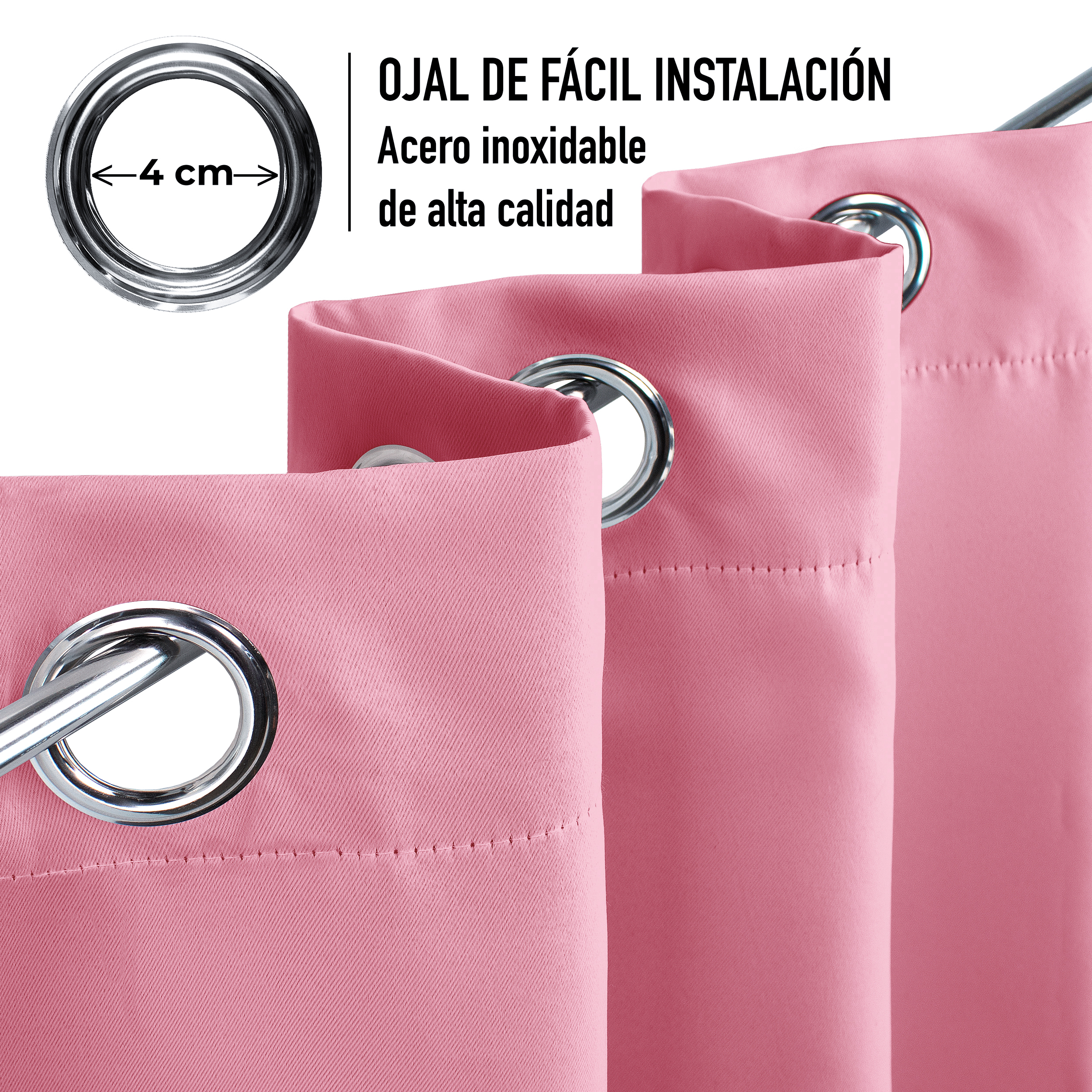 Cortinas Blackout Rosa Corta Térmico Lisa 95% Bloqueo Luz.