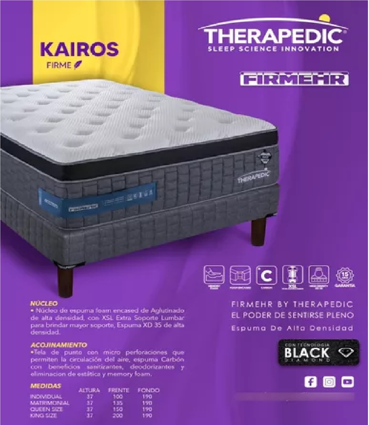 Colchon Y Box Matrimonial Therapedic Kairos Firmerhr Calidad.