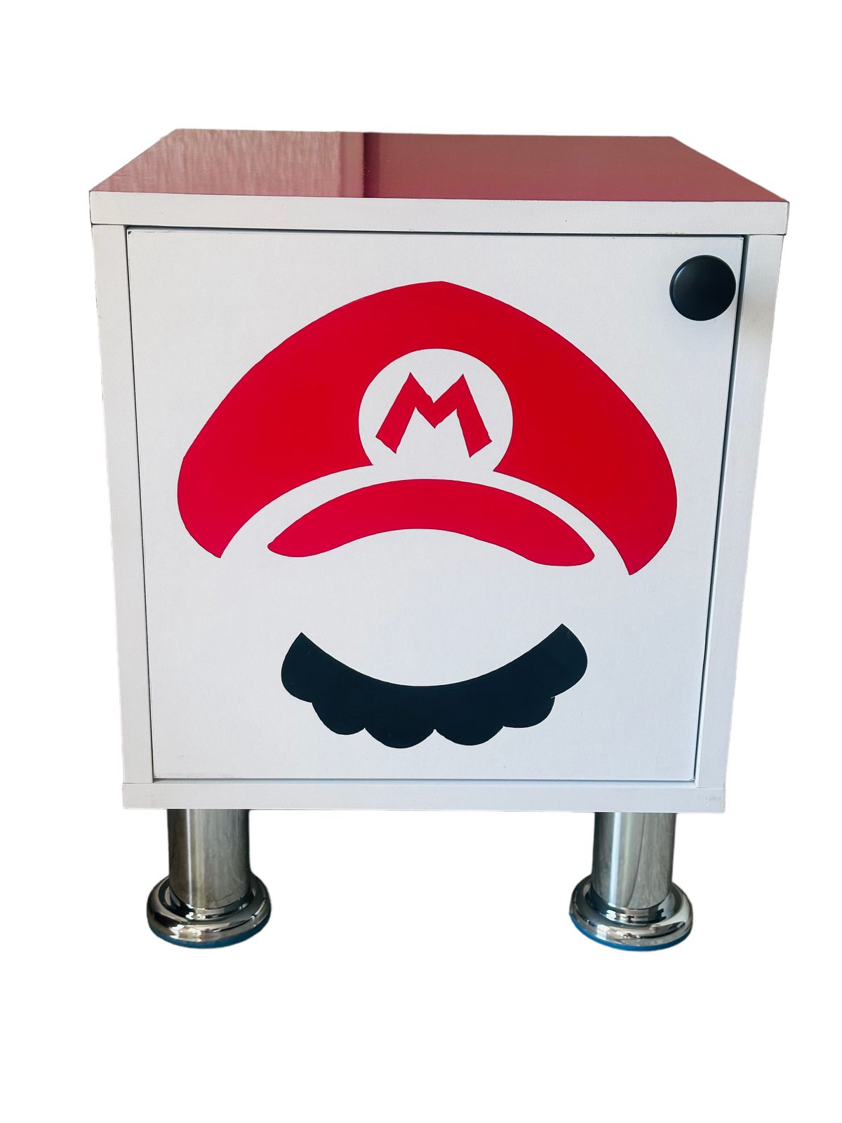Buro Infantil Niños Mdf Luz Led Recamara Diseño Mario Bros Rojo.