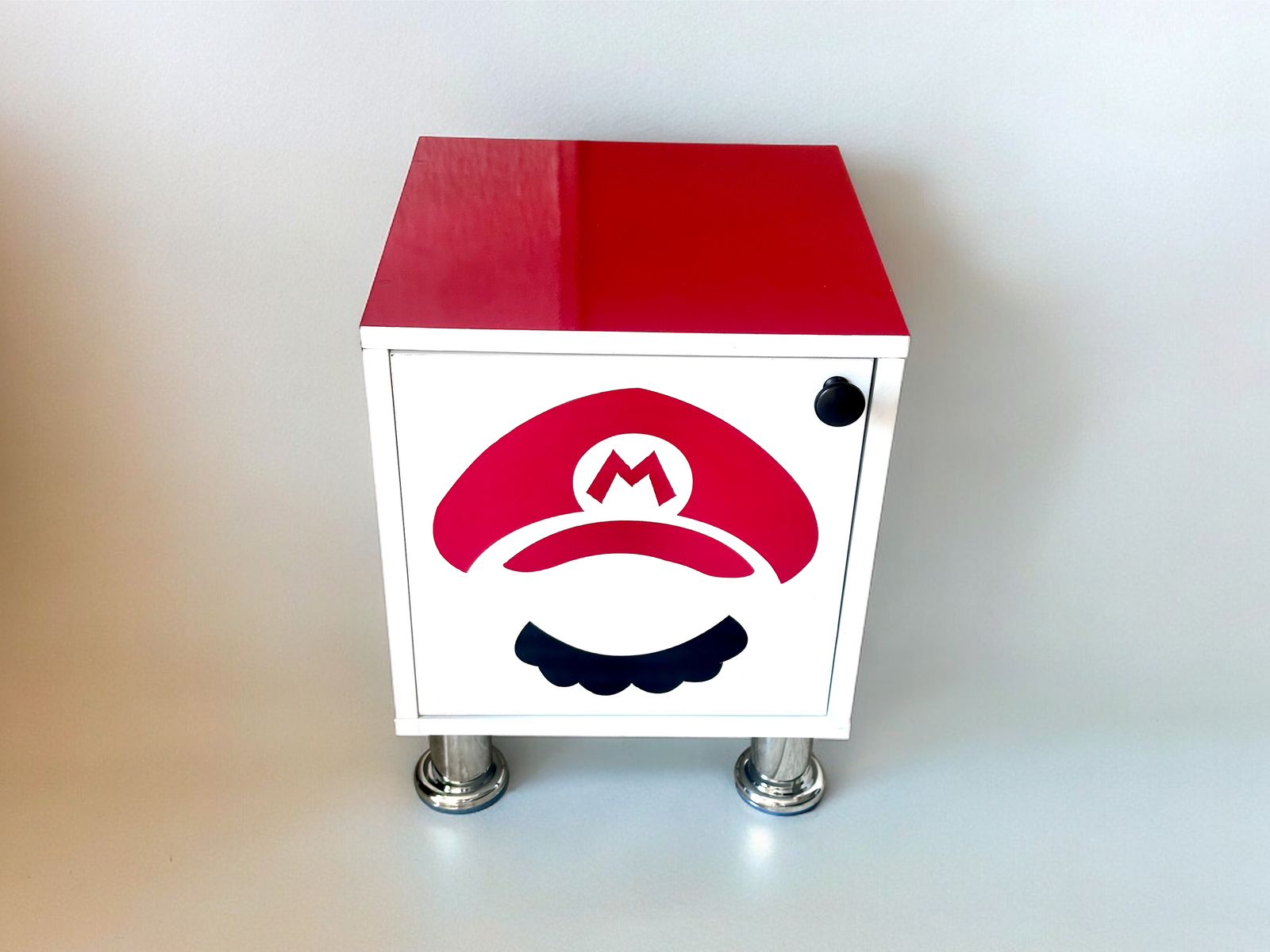 Buro Infantil Niños Mdf Luz Led Recamara Diseño Mario Bros Rojo.