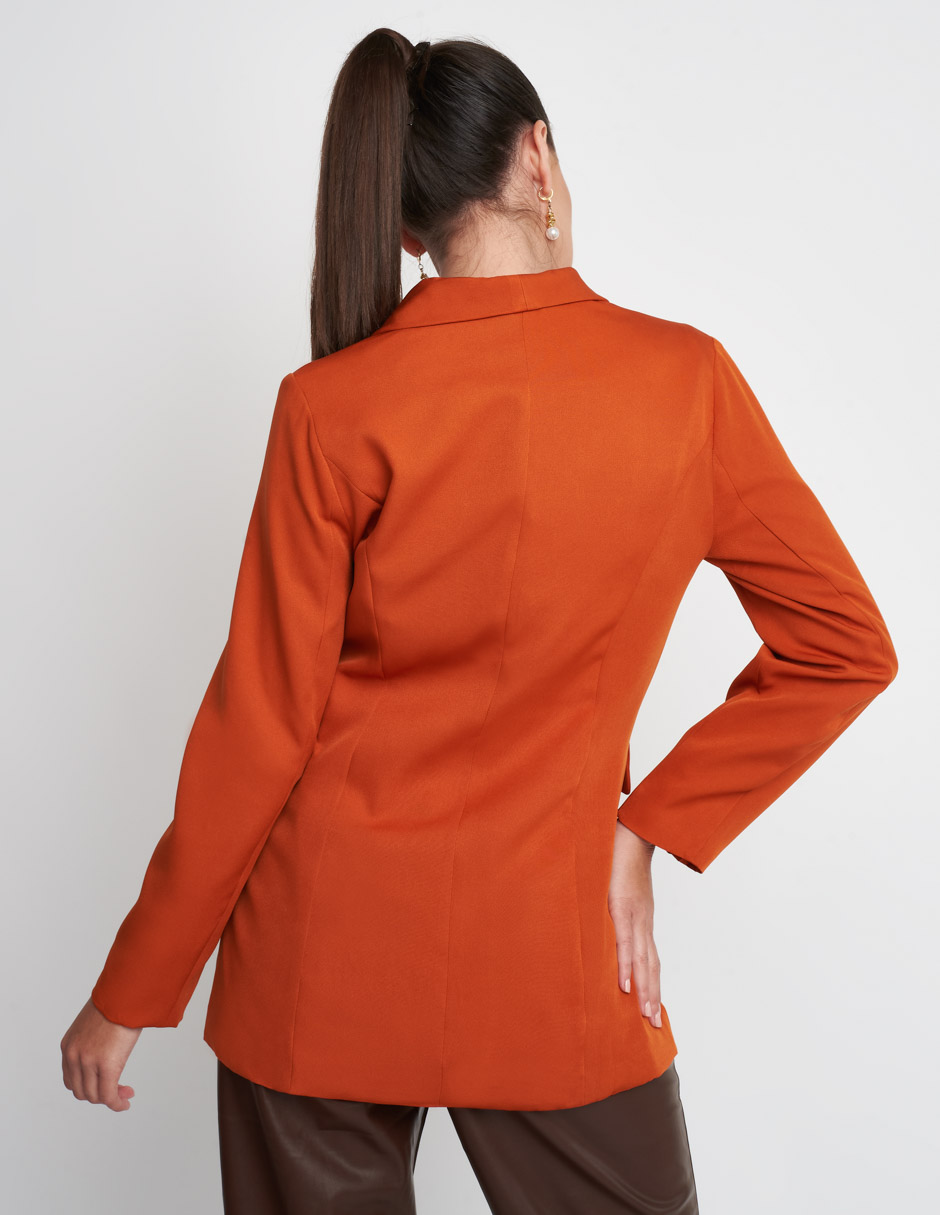 Saco Devendi Color Naranja con Piel de Durazno y Forro Satinado