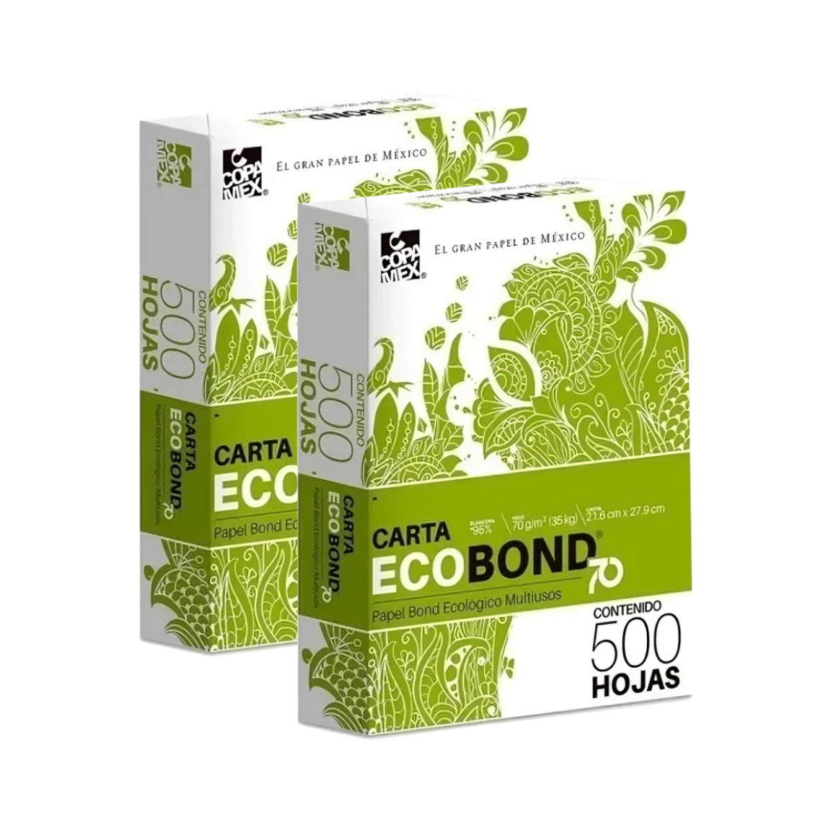 Papel Bond Carta 1000 hojas ECOBOND Blanco con tabla clip.