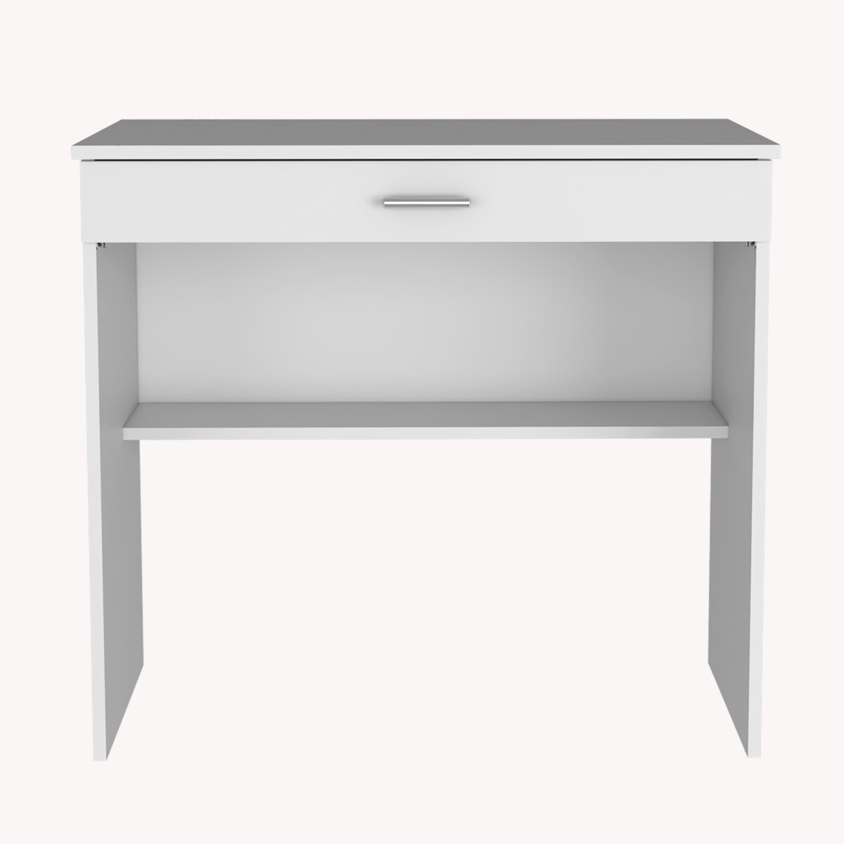 ESCRITORIO ARMABLE COLOR BLANCO IDEAL PARA EL HOME OFFICE CON UN CAJON INTEGRADO.