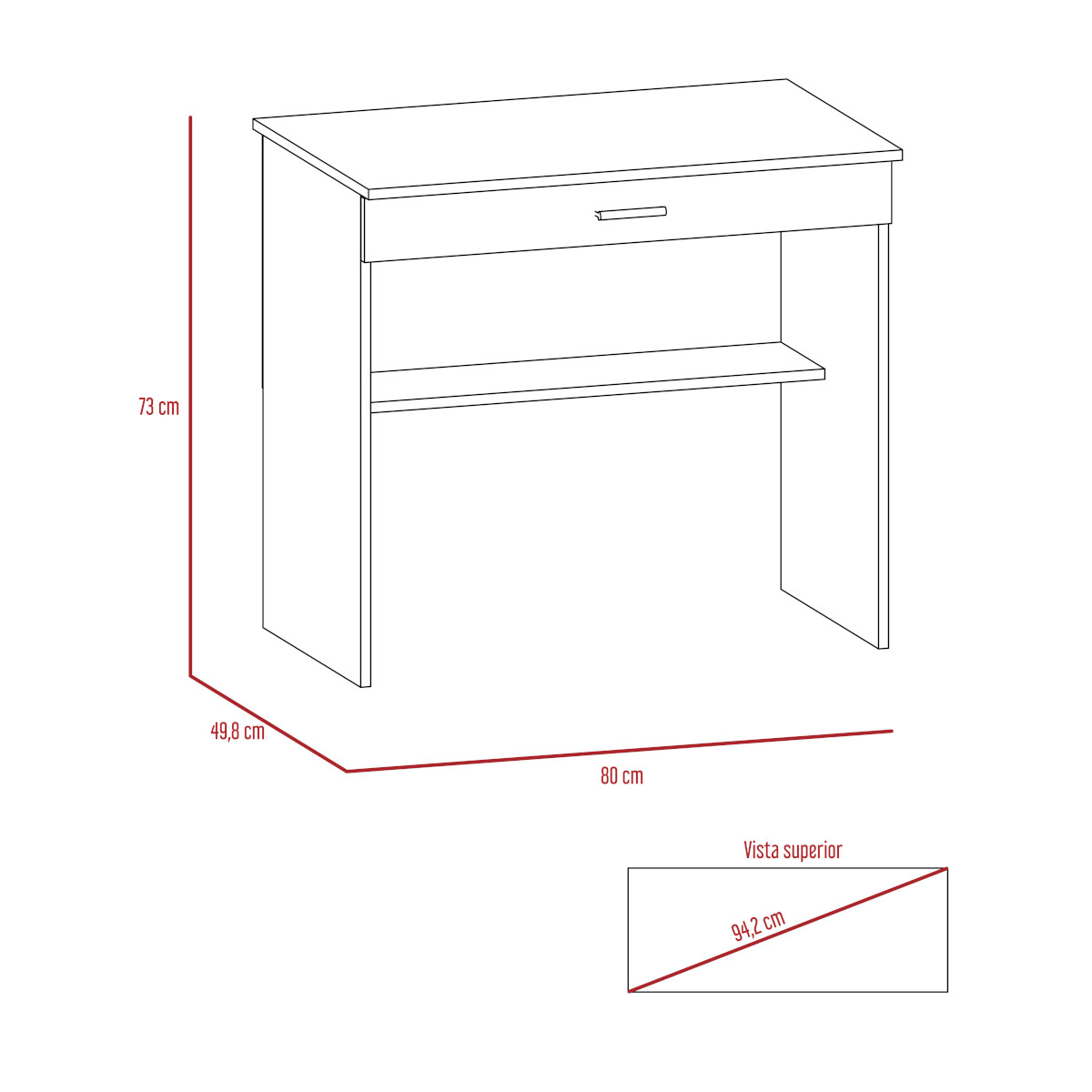 ESCRITORIO ARMABLE COLOR BLANCO IDEAL PARA EL HOME OFFICE CON UN CAJON INTEGRADO.