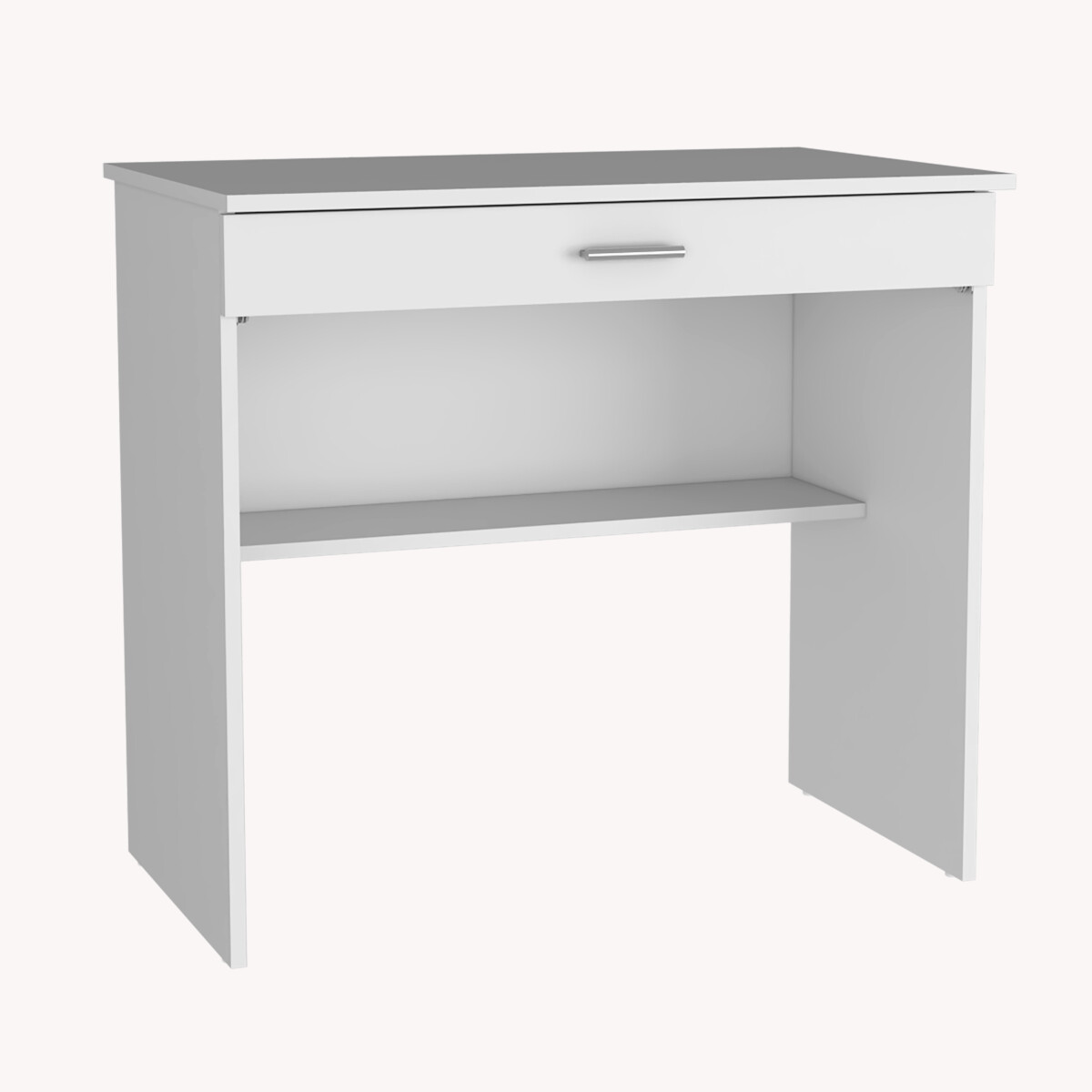 ESCRITORIO ARMABLE COLOR BLANCO IDEAL PARA EL HOME OFFICE CON UN CAJON INTEGRADO.