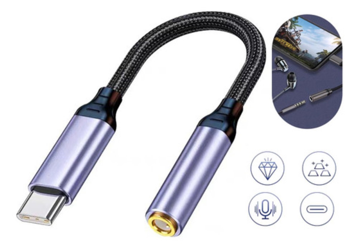 Adaptador Usb 3.1 Tipo-c A Auxiliar 3.5 Audifono Micrófono