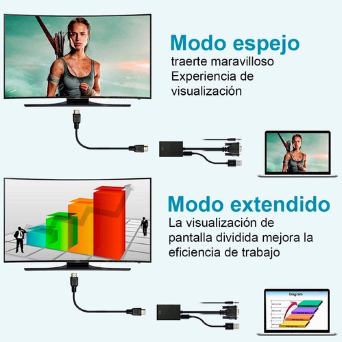 Cable Convertidor Video Vga A Hdmi + Audio Full Hd 1080p