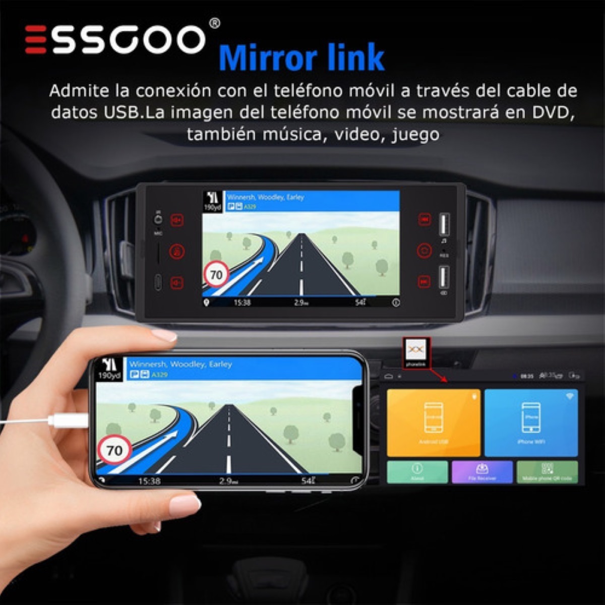 Reproductor Mp5 Para Auto 5in Ips Pantalla Táctil Mirrorlink