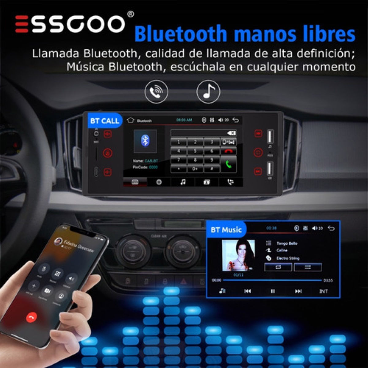 Reproductor Mp5 Para Auto 5in Ips Pantalla Táctil Mirrorlink
