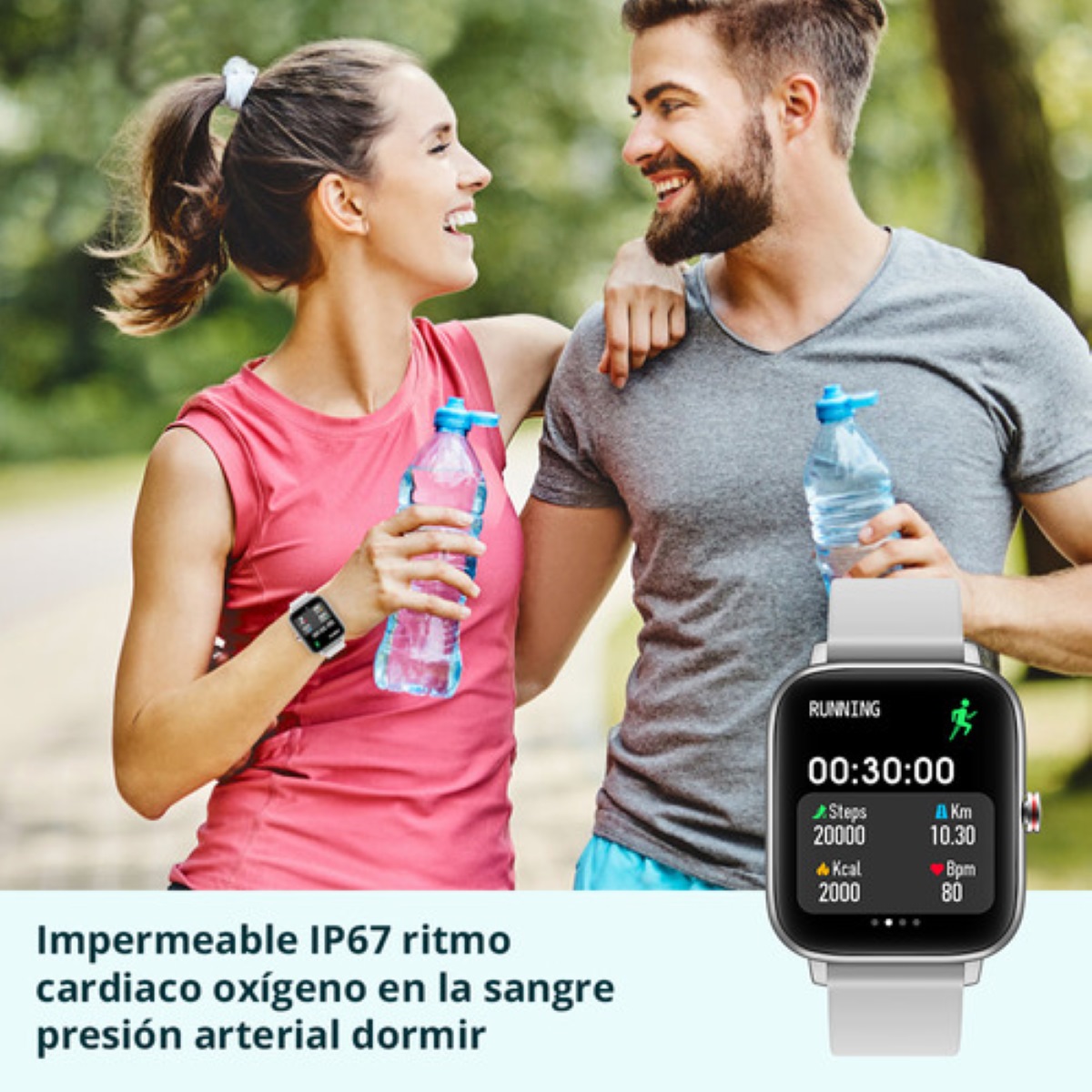Smartwatch Para Hombre Y Mujer, Reloj Inteligente Deportivo e impermeable Con Llamada De Voz plata