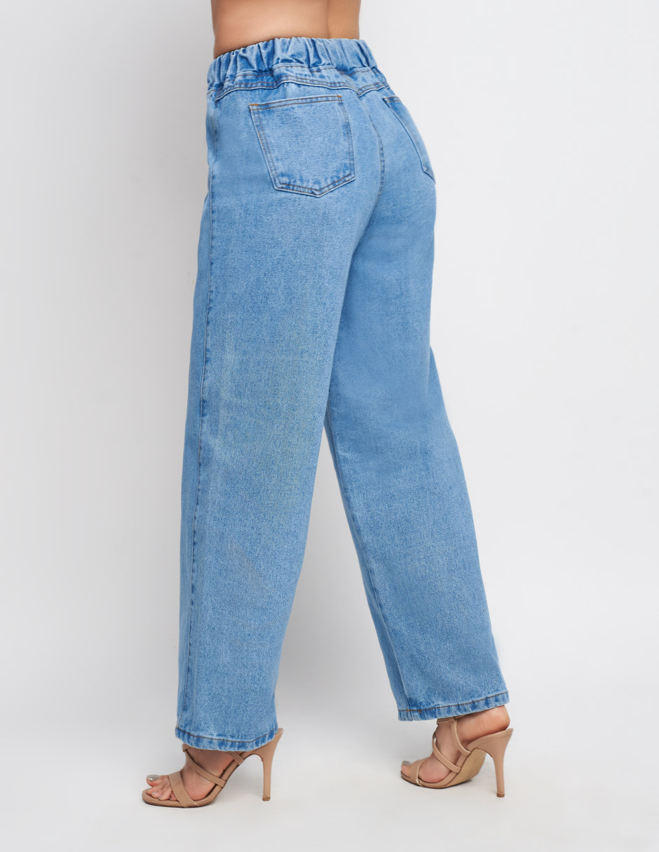 Azul Cielo Pantalones De Mezclilla Para Mujer Tiro Alto Mezclilla