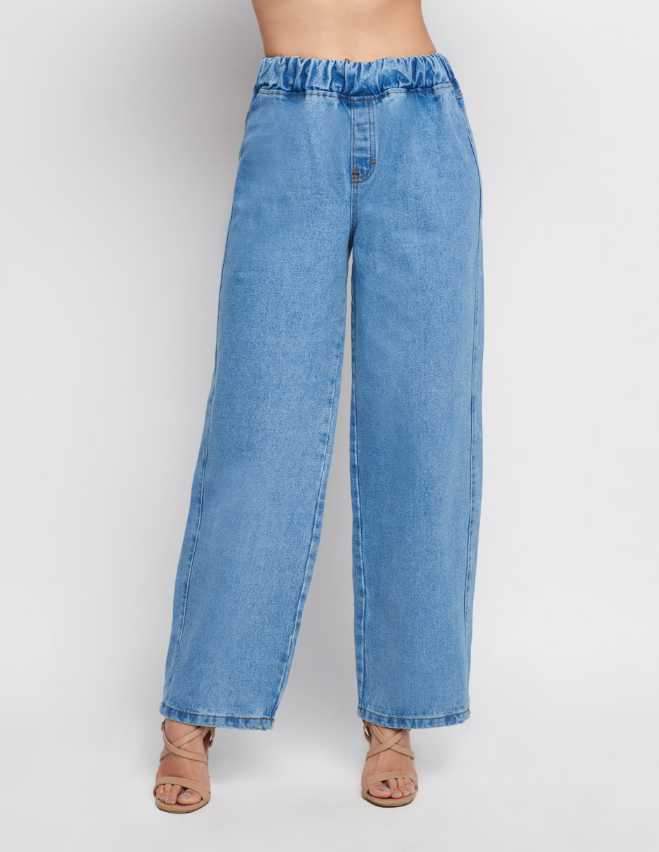 Jeans Devendi para mujer mezclilla en color azul claro tiro alto Mom Fit