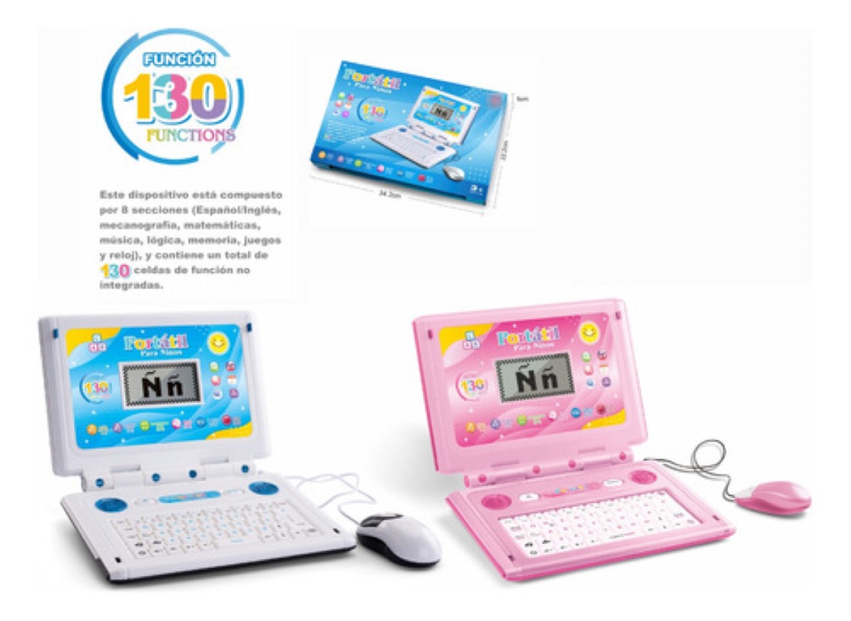 Laptop Para Niños Ingles Español Rosa.