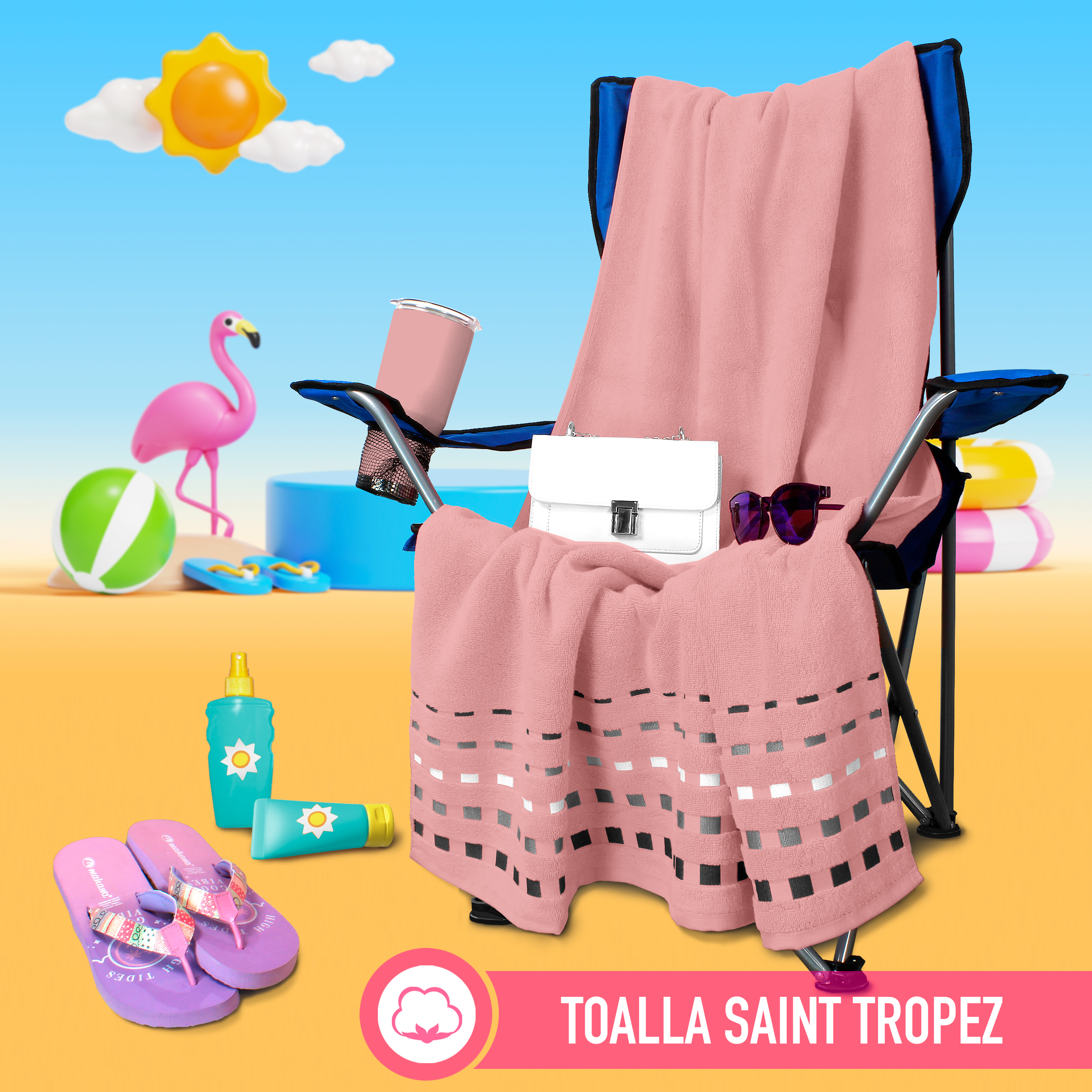 Toalla Rosa Palo Baño Completo Alberca 100% Algodón Egipcio Suave Abosorbente