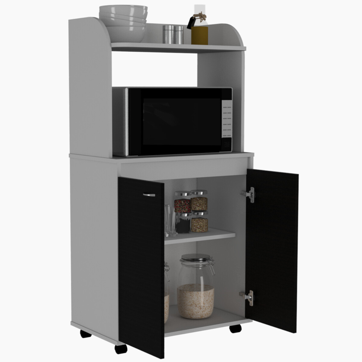 MODULO ALACENA ARMABLE CON TRES ENTREPAÑOS DOS PUERTAS Y ESPACIO PARA HORNO DE MICROONDAS MODELO BAJO ELICA.