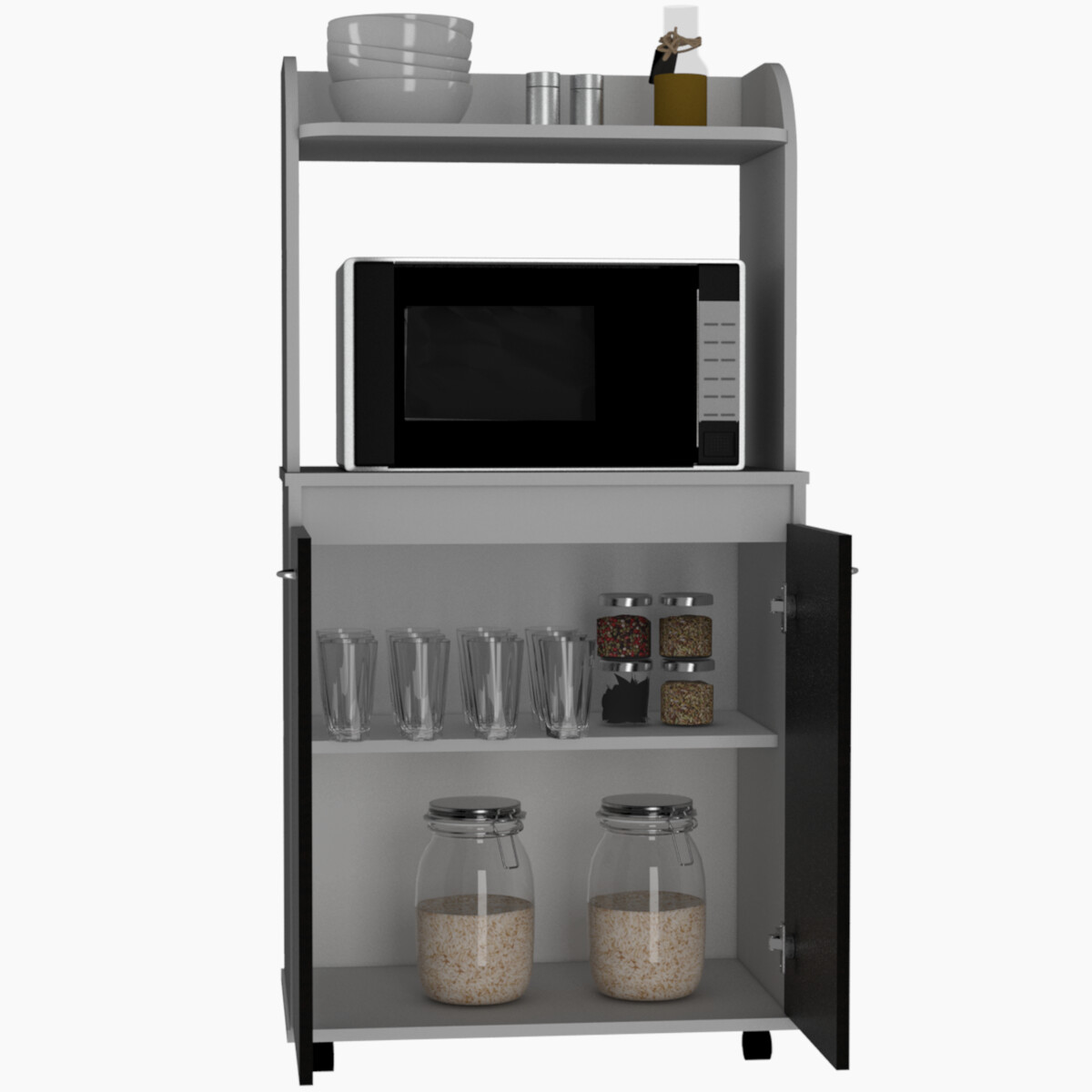 MODULO ALACENA ARMABLE CON TRES ENTREPAÑOS DOS PUERTAS Y ESPACIO PARA HORNO DE MICROONDAS MODELO BAJO ELICA.