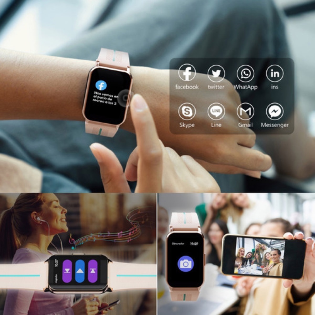 Freshfun H76 Reloj Inteligente 1.57 Smartwatch Deportivo beige