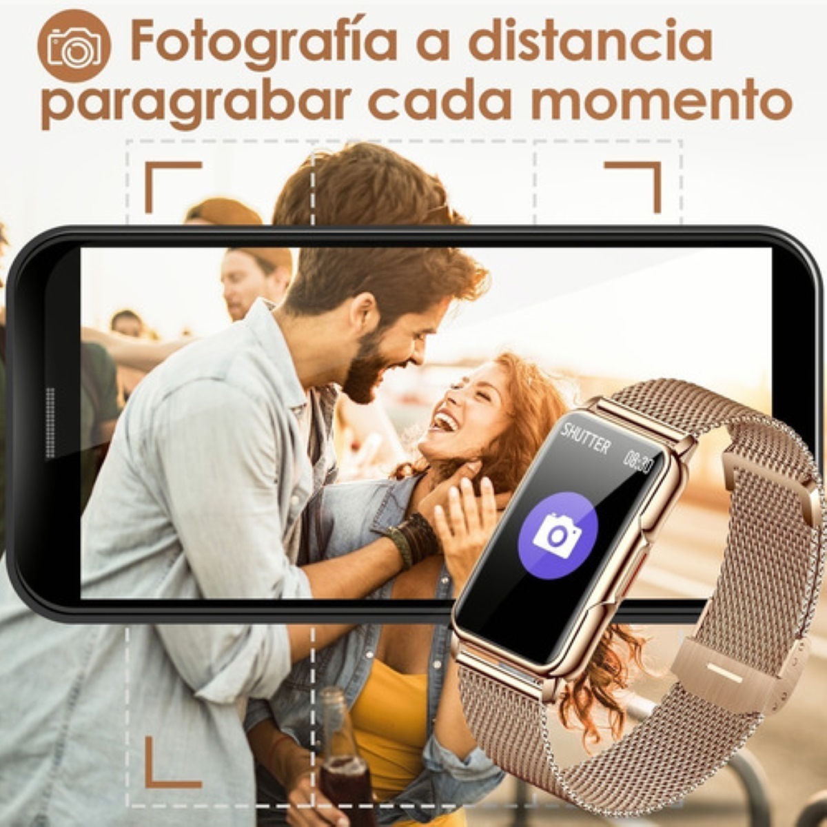 Smartwatch Para Mujer Reloj Inteligente Smart Band Bluetooth Dorado