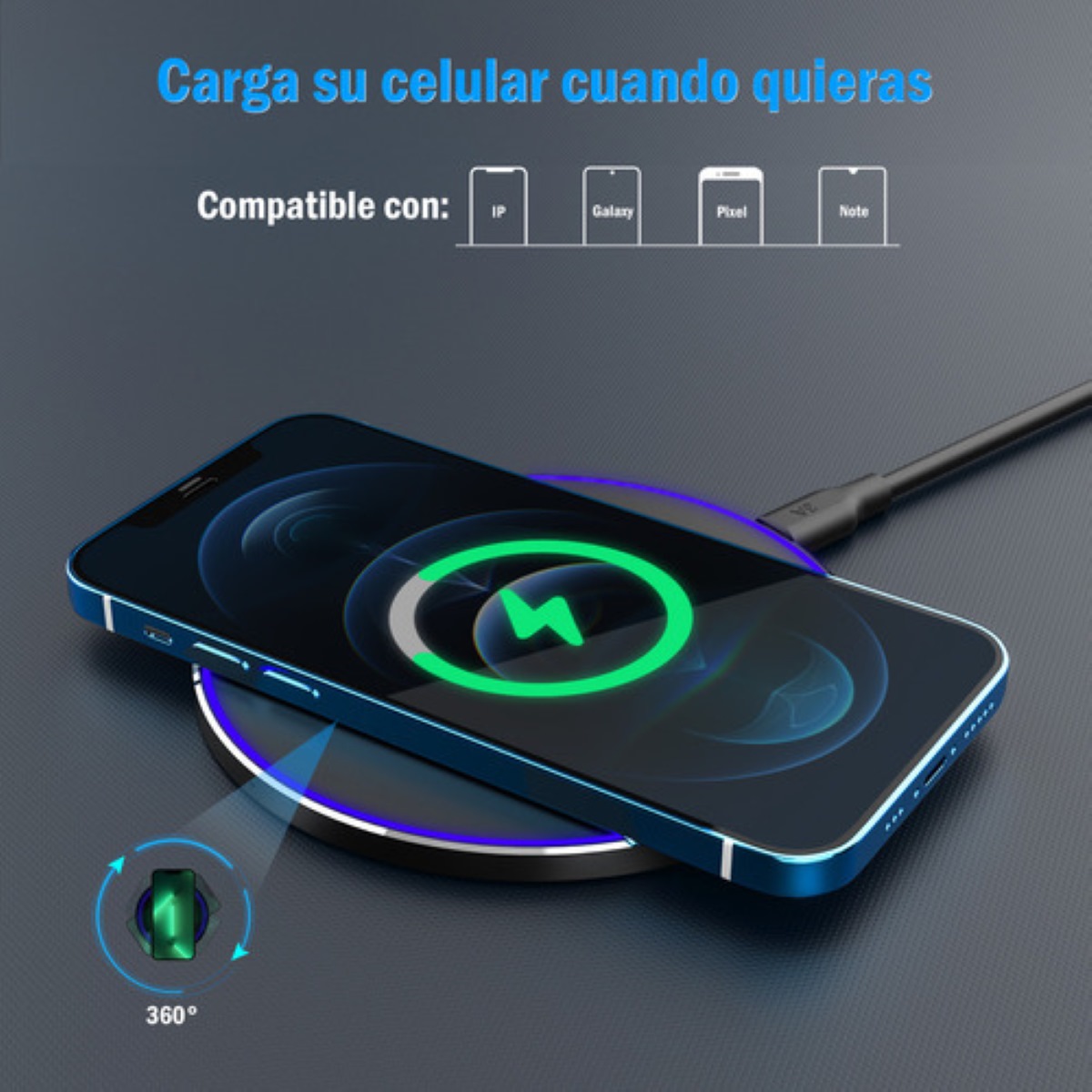 Cargador de Telefono Inalambrico Negro
