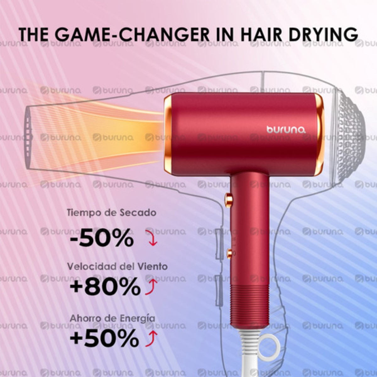 "Secadora Para Cabello Secadora De Cabello Con Difusor 2000w Roja ".