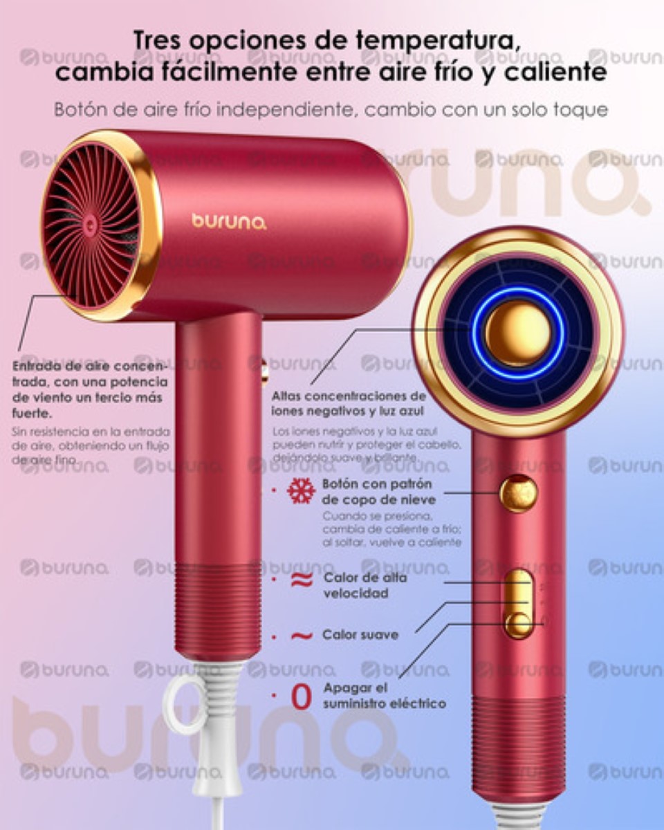 "Secadora Para Cabello Secadora De Cabello Con Difusor 2000w Roja ".