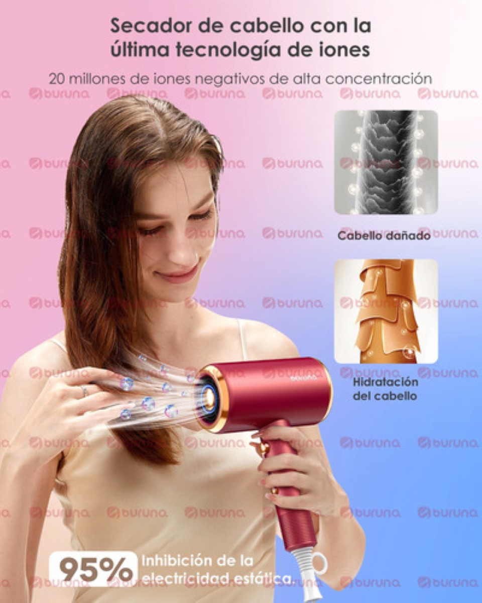 "Secadora Para Cabello Secadora De Cabello Con Difusor 2000w Roja ".