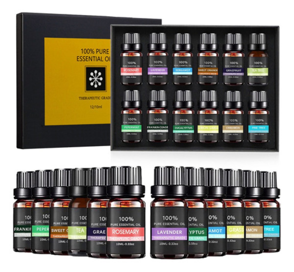 "Kit De 12 Aceites Esenciales Aromaterapia 100% Puro 10ml Spa "
