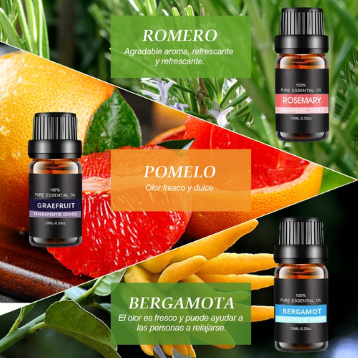 "Kit De 12 Aceites Esenciales Aromaterapia 100% Puro 10ml Spa "