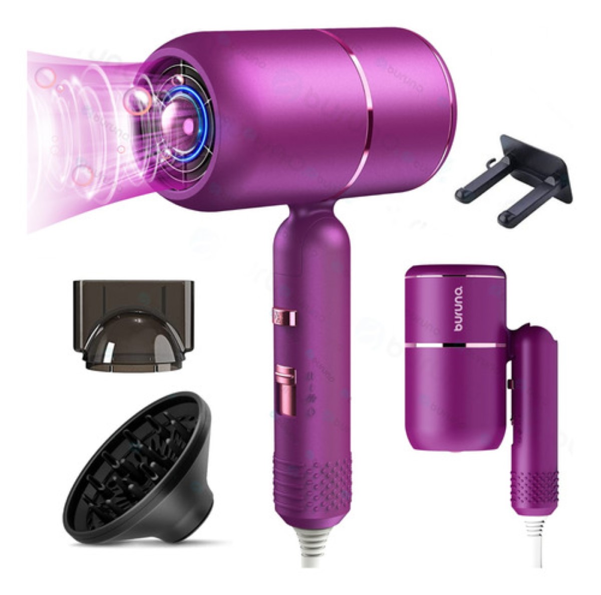 "Secadora Para Cabello Secadora De Cabello Con Difusor 1800w Morada "