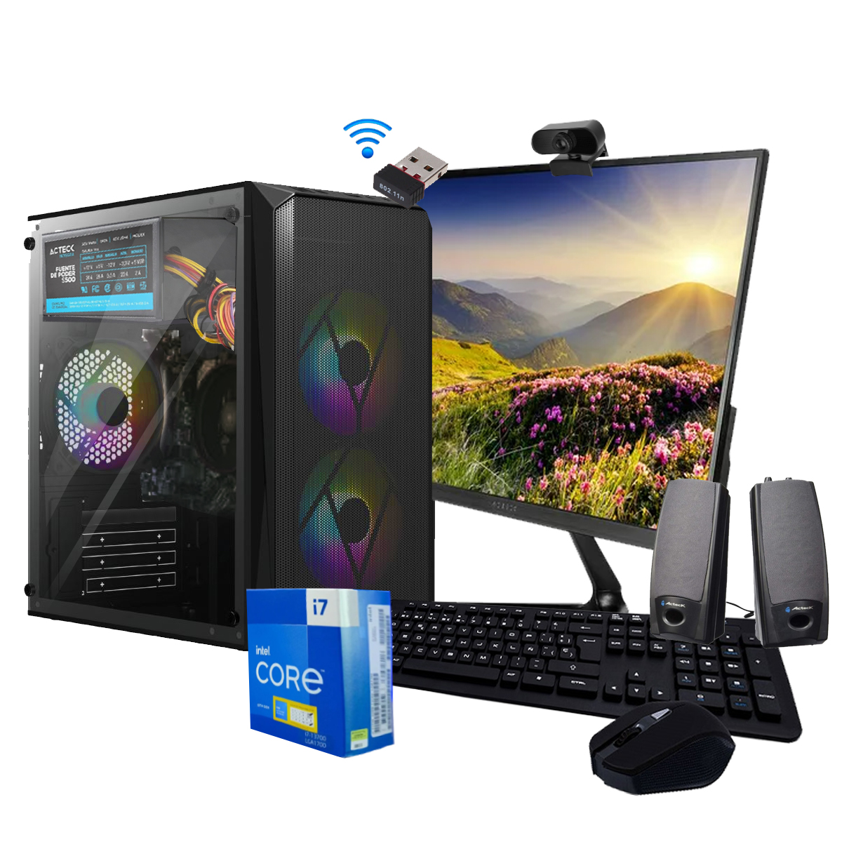 Pc Computadora Armada Core I7, 16gb Ram 960Gb SSD Bocinas, Wifi, Cam web, Monitor 21.5" Full HD