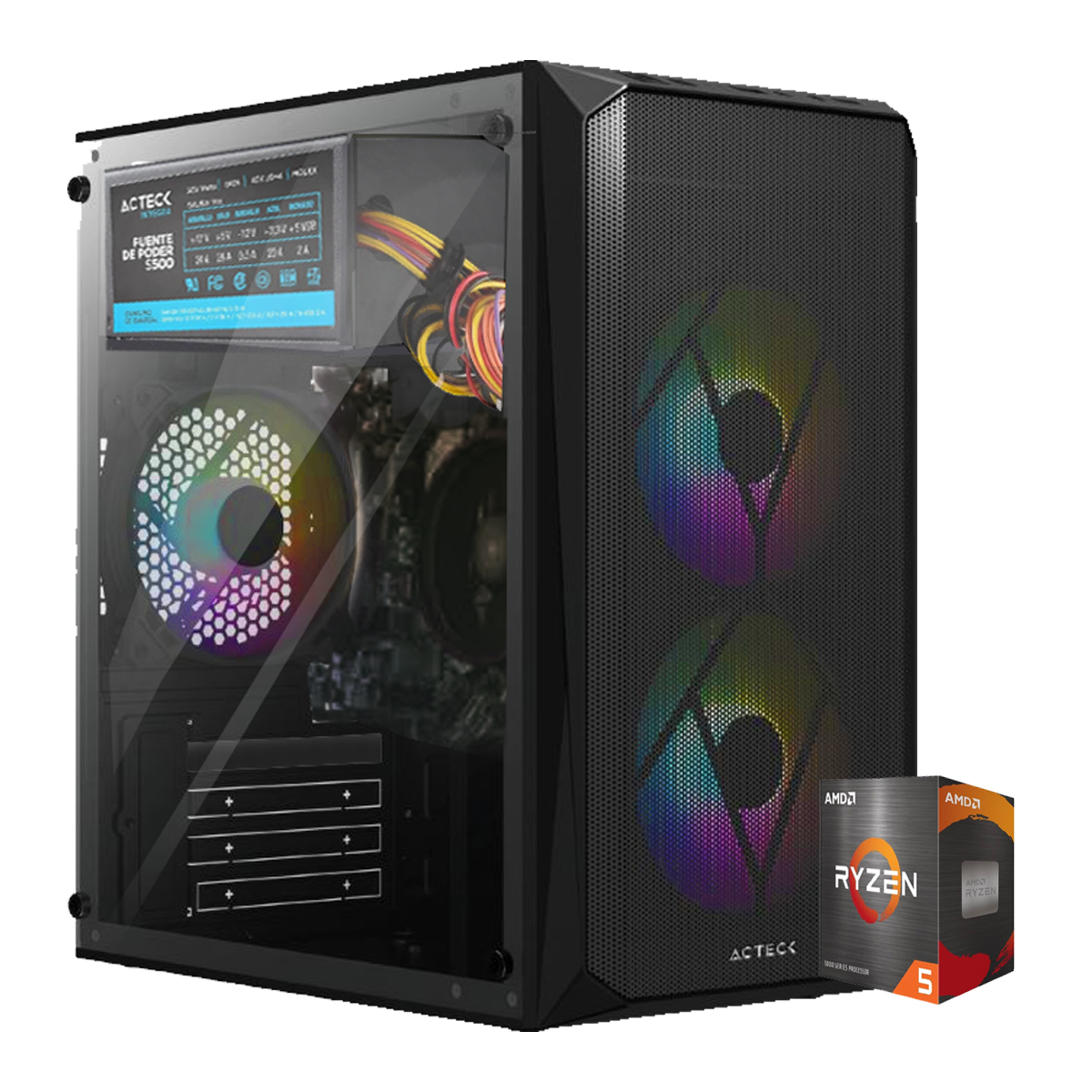 CPU Computadora Armada Ryzen 5, 16gb Ram 960Gb SSD, Gabinete RGB