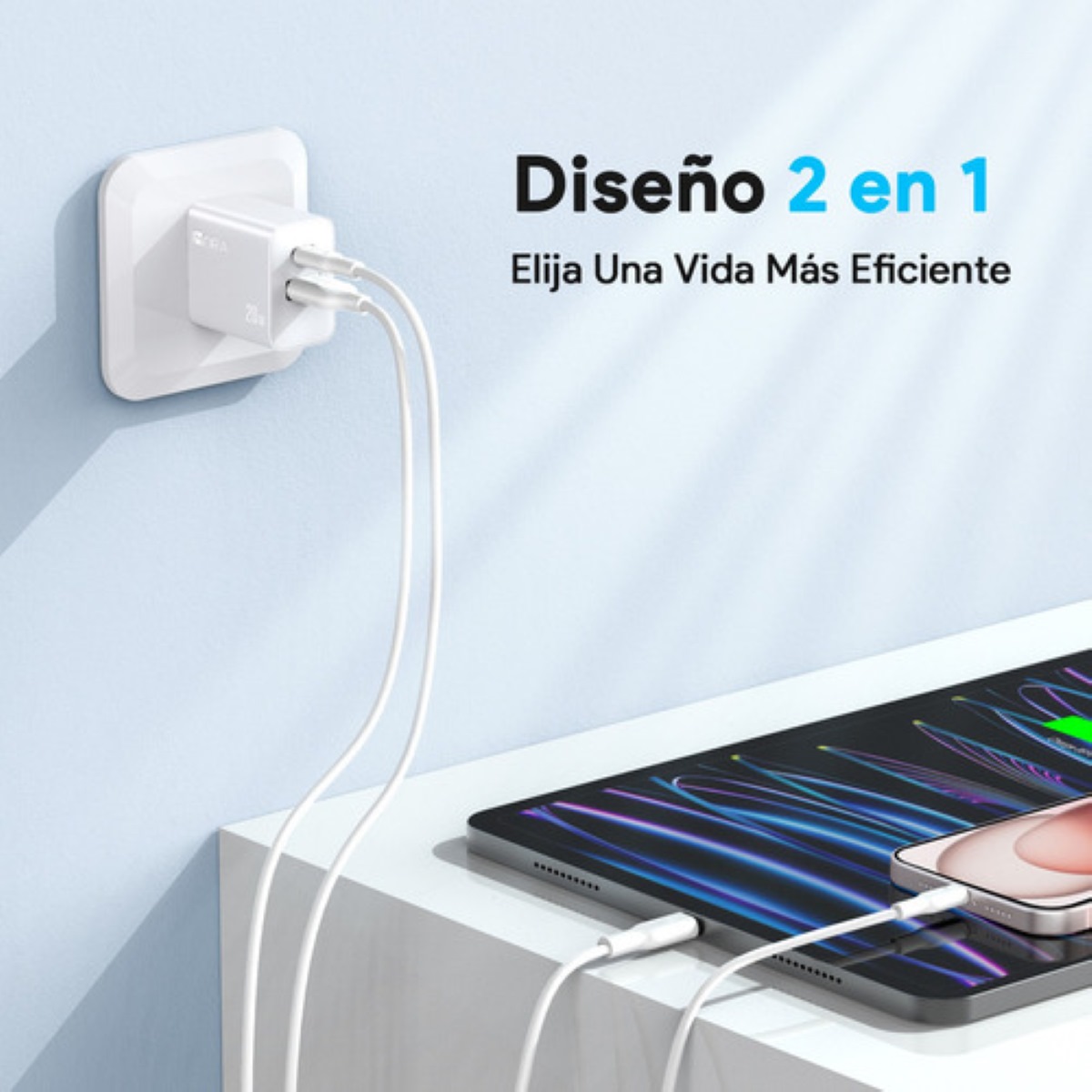 Cargador 20w Salida Dual Carga Rápida Y Cable Compatible Con iPhone 11/12/13/14, Cubo Compatible Con Samsung/motorola/oppo Blanco