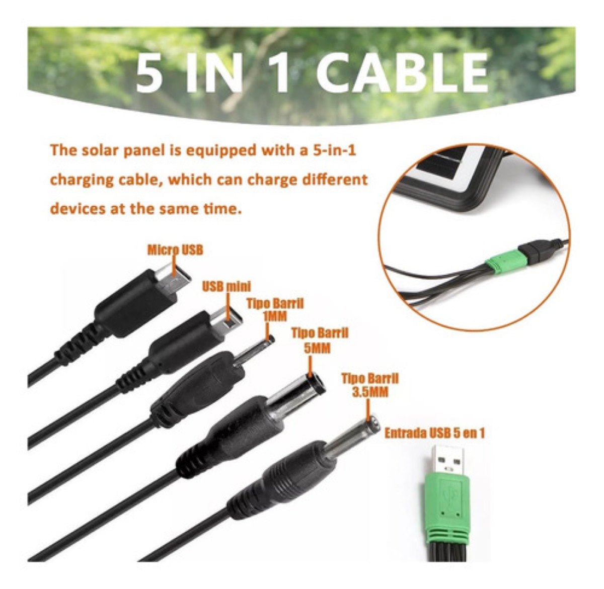 Panel Solar 8w Portátil Usb Cargador Ip65 Moreka Celular negro